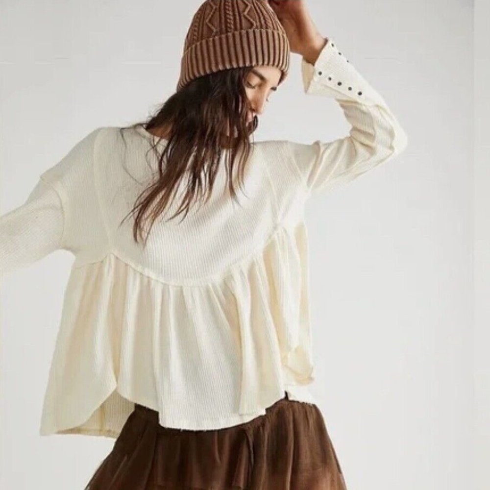 NWOT Free People Oh My Babydoll Thermal Top